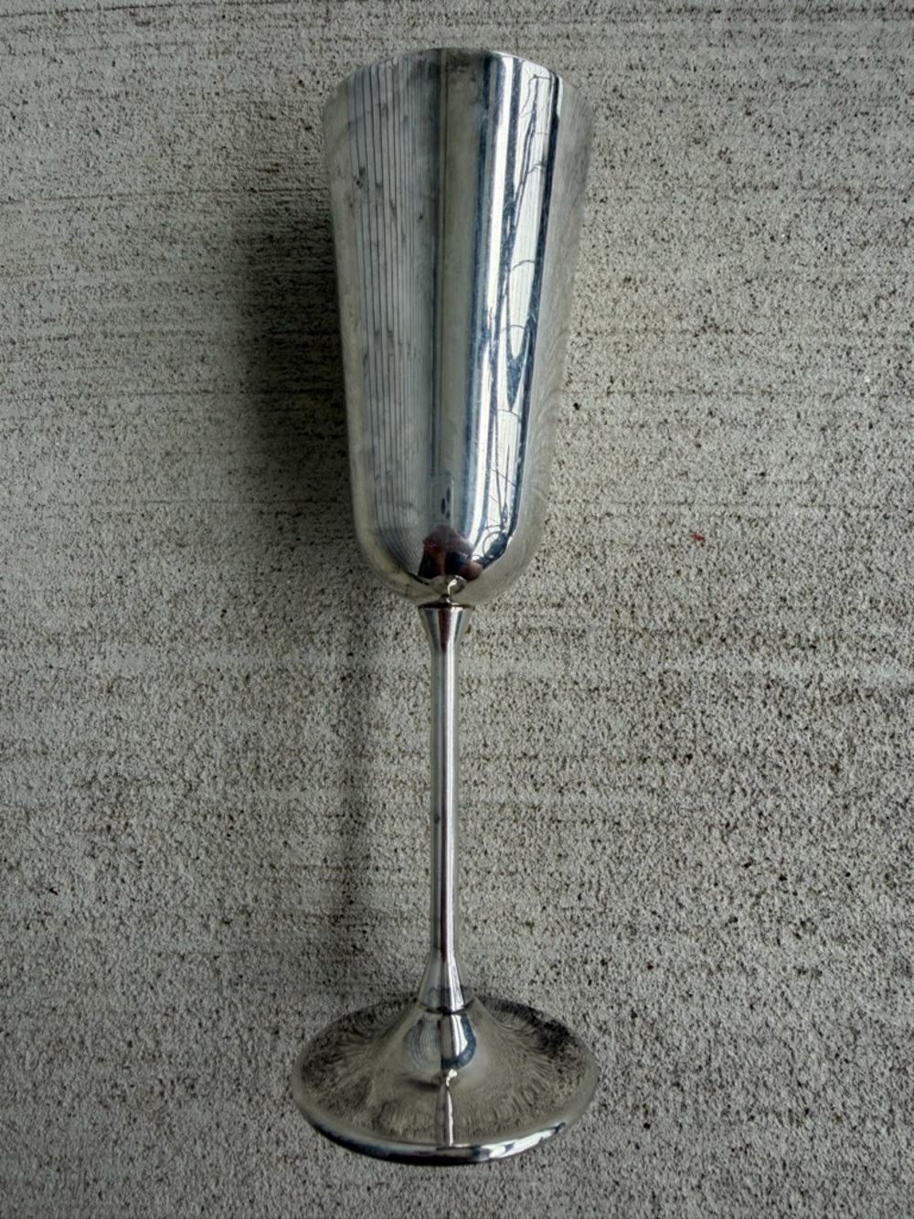 Vintage Landes Italy Silver Plated Champagne Flute Gold Lined Interior Goblet